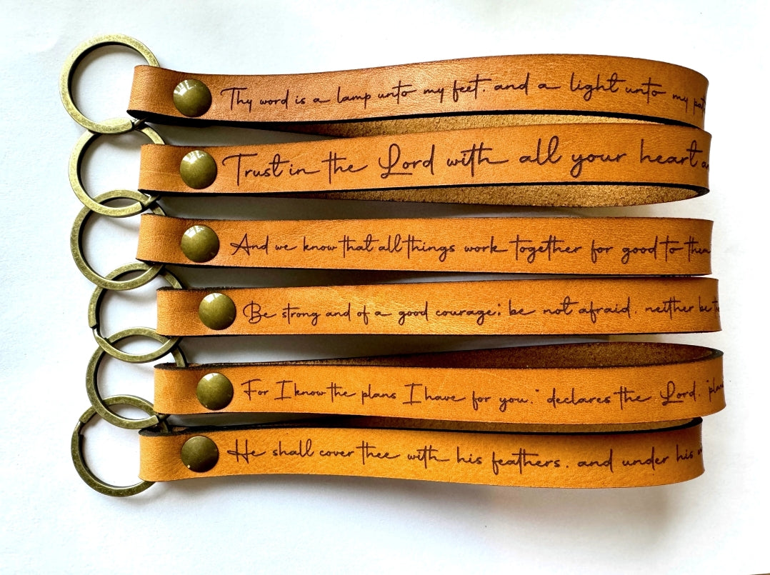 Scripture Wristlet Leather Keychain image 1
