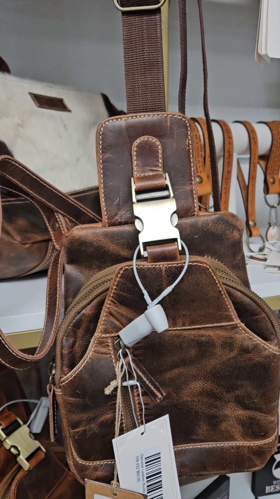 Genuine Leather Rustic Brown Sling image 1