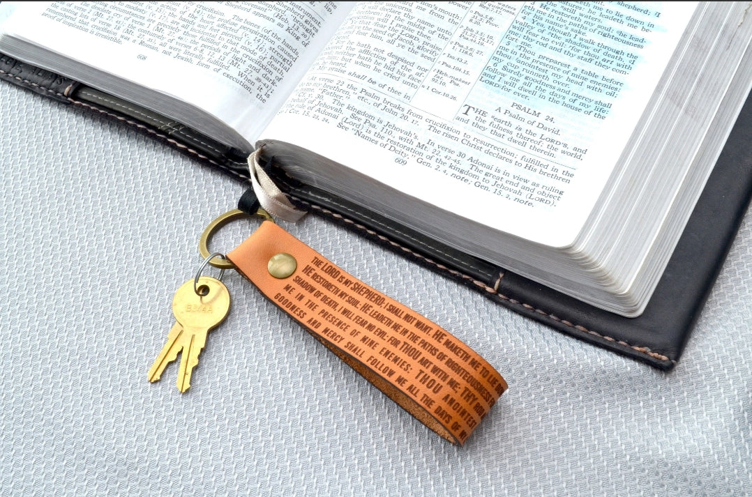 Psalm 23 Leather Keychain image 4