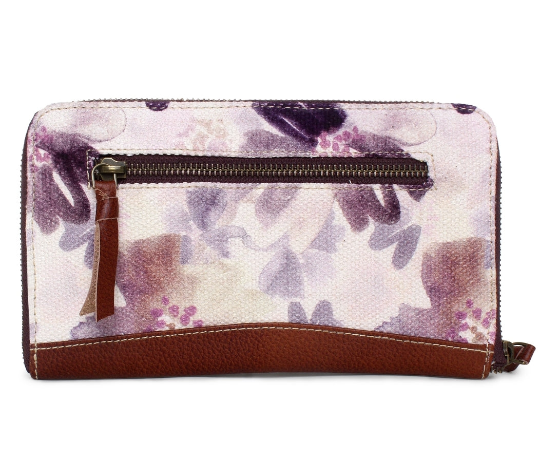 Floral Up-cycled Canvas & Genuine Leather Wallet image 2