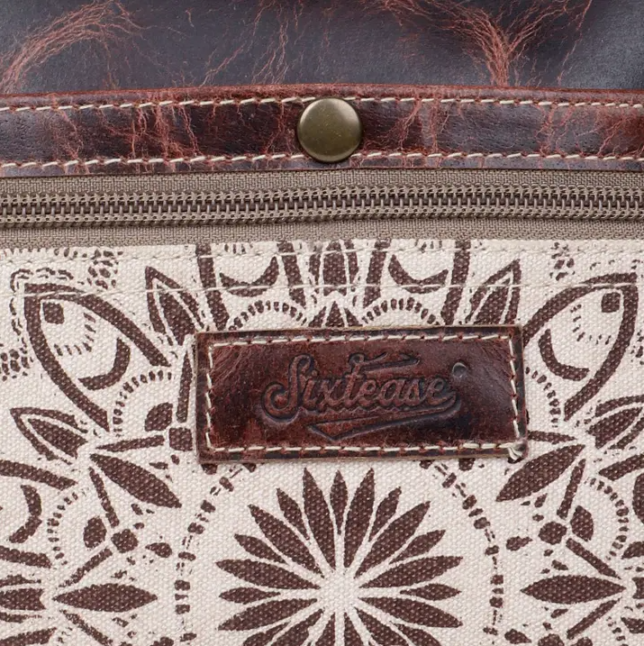 Upcycled Canvas/Leather Bag Crossbody image 2