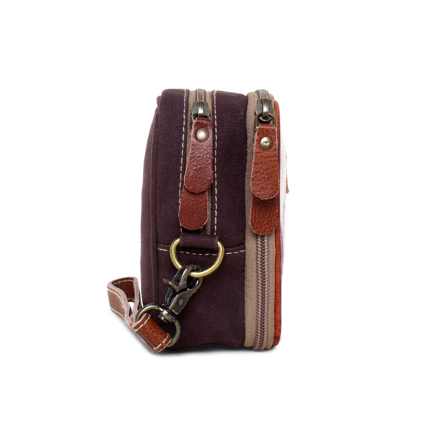 Floral Up-cycled Canvas / Genuine Leather Wristlet image 2
