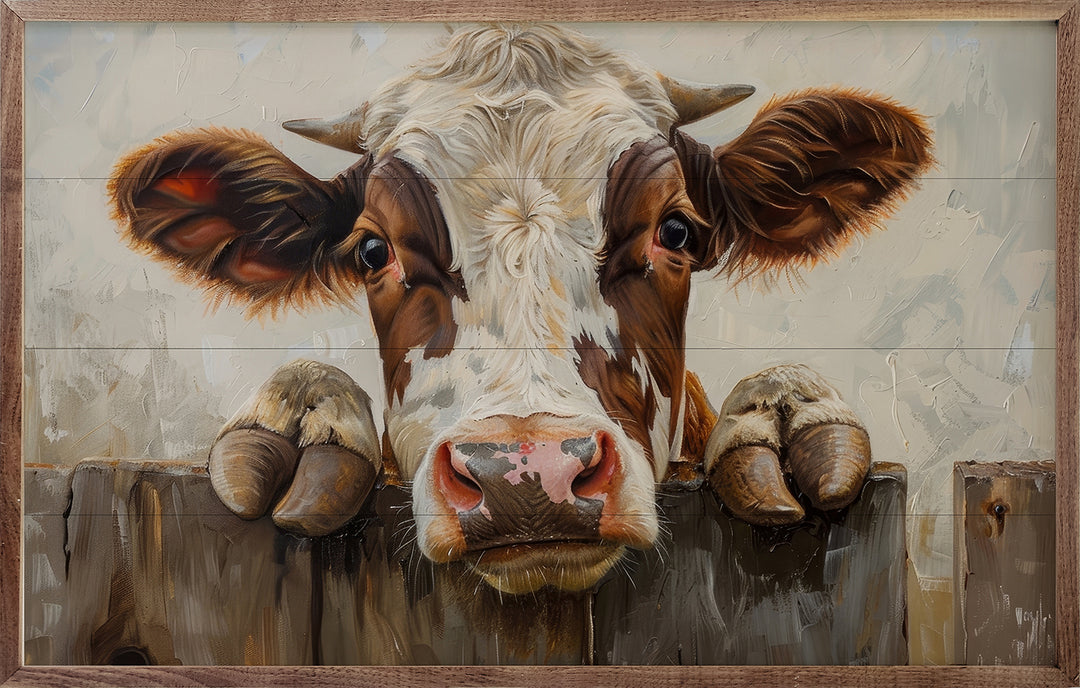Cow On The Fence By Petals Prints Design image 1