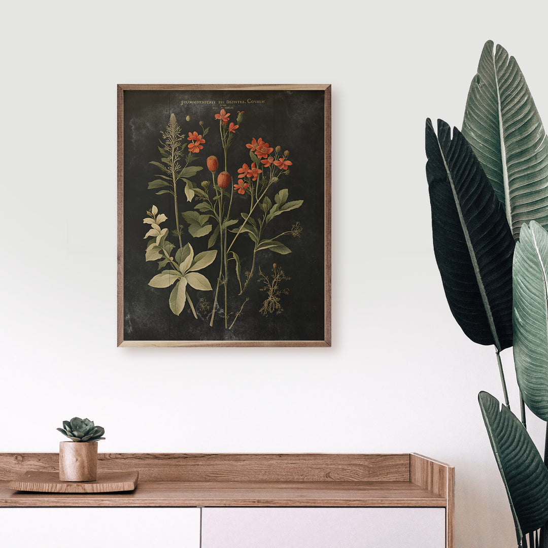 Vintage Orange Floral Print Black image 1