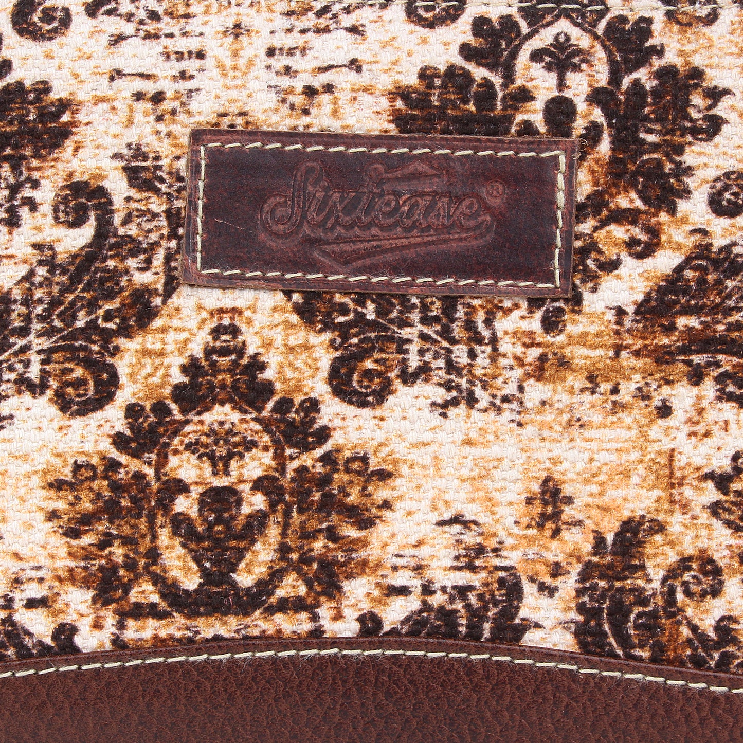 Brown/Tan Printed Up-cycled Canvas / Genuine Leather Wallet image 4