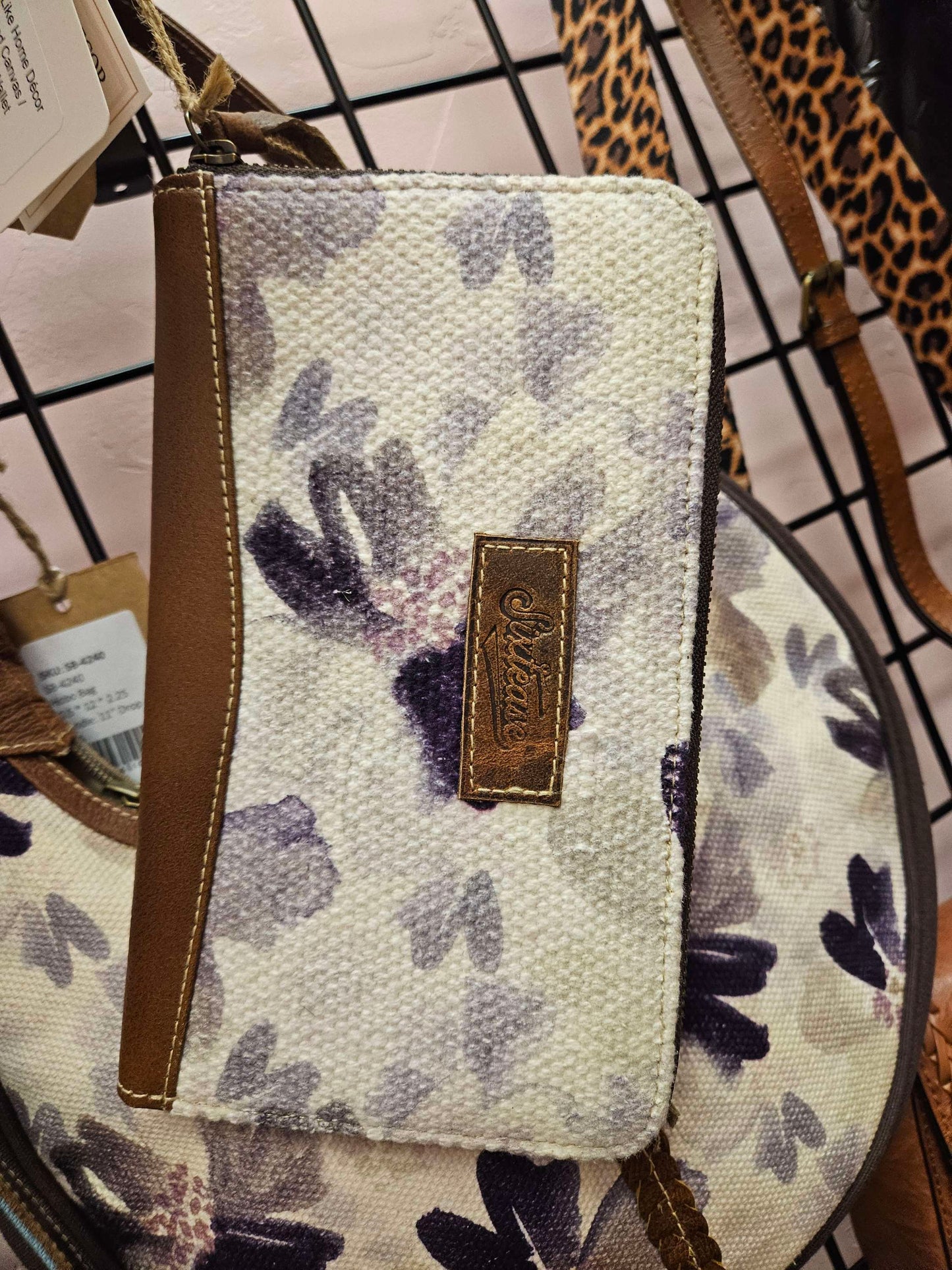 Floral Up-cycled Canvas & Genuine Leather Wallet image 4