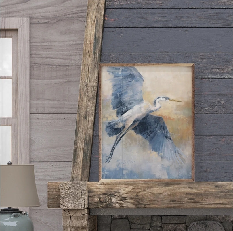 Coastal Heron 3 Flying By Nina Blue image 1
