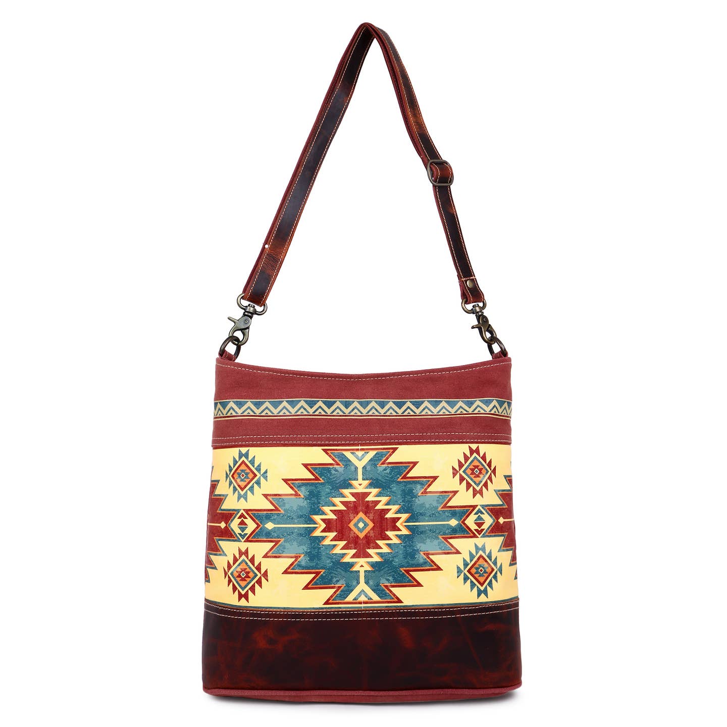 Redwood Aztec Canvas & Leather Large Cross Body image 5