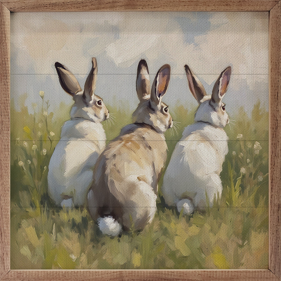 Three Bunnies In Green Field image 0