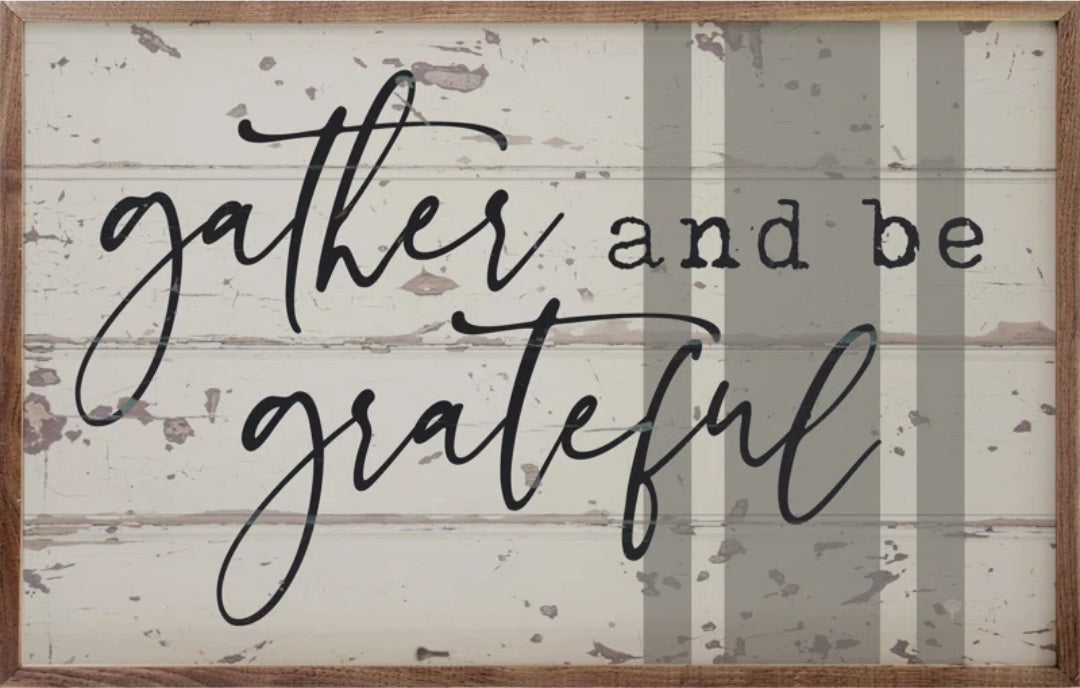 Gather and Be Grateful Stripe Whitewash image 2