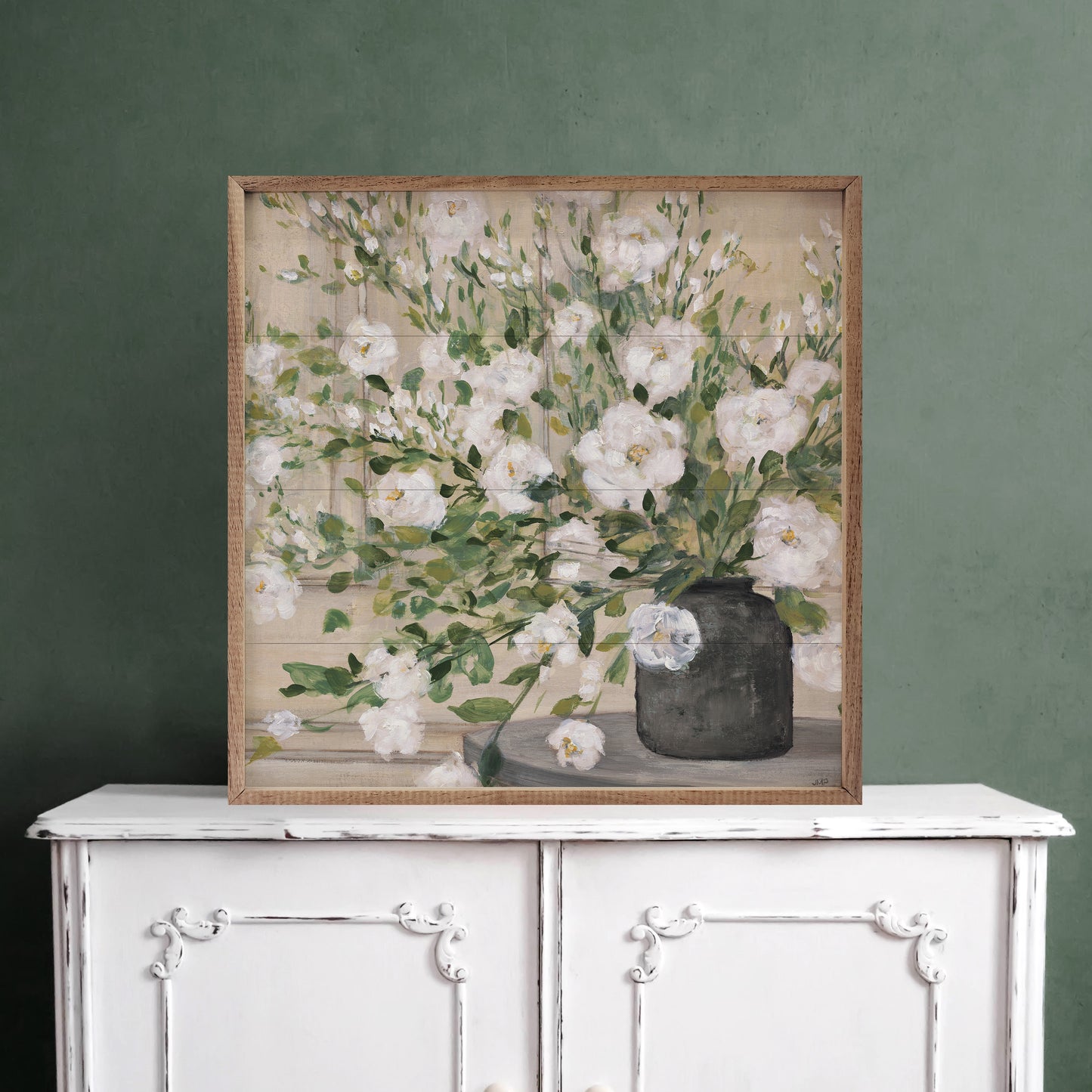 White Bouquet Gray Vase By Julia Purinton image 1