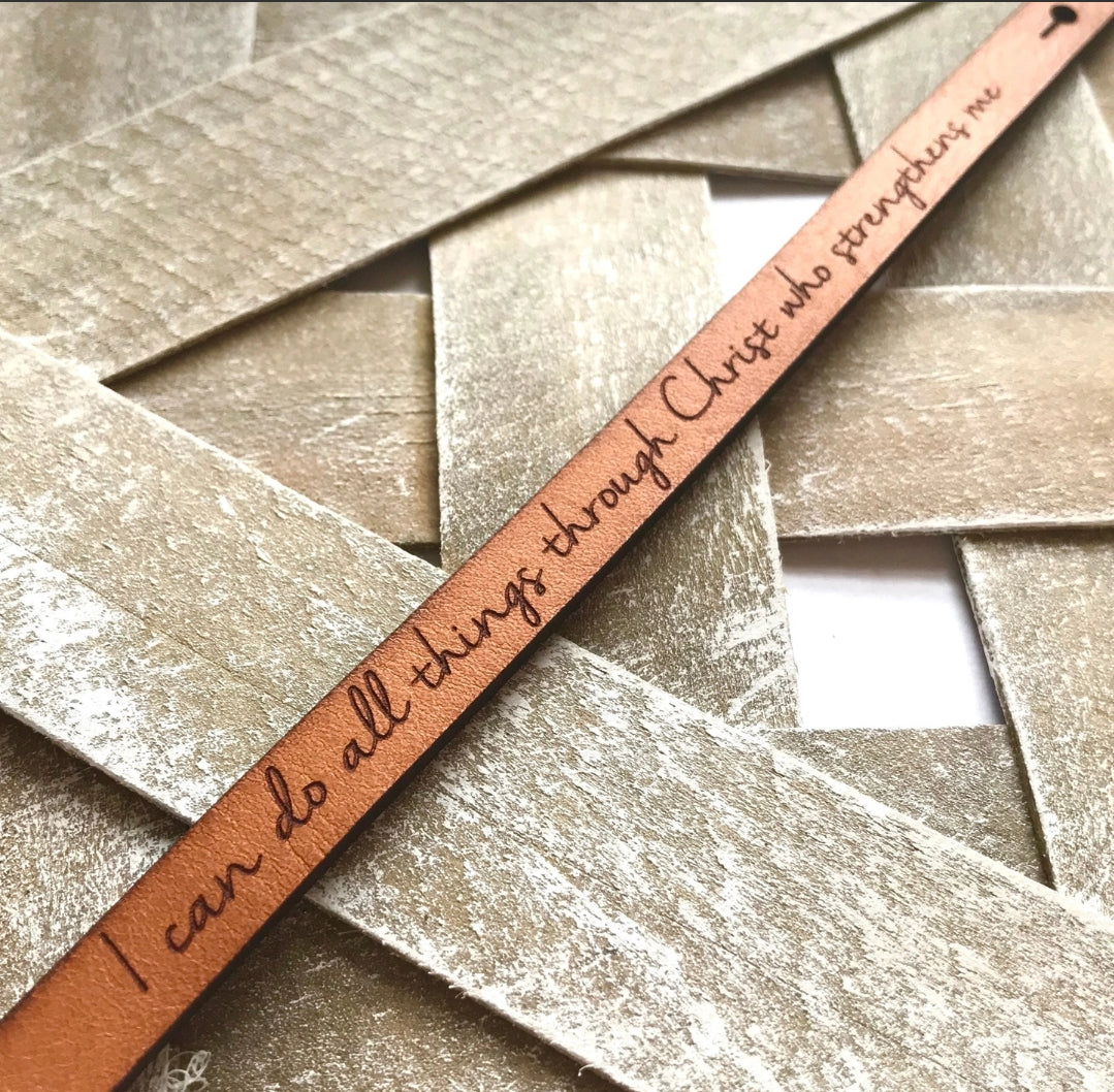 I Can Do All Things Thin Leather Bracelet image 1