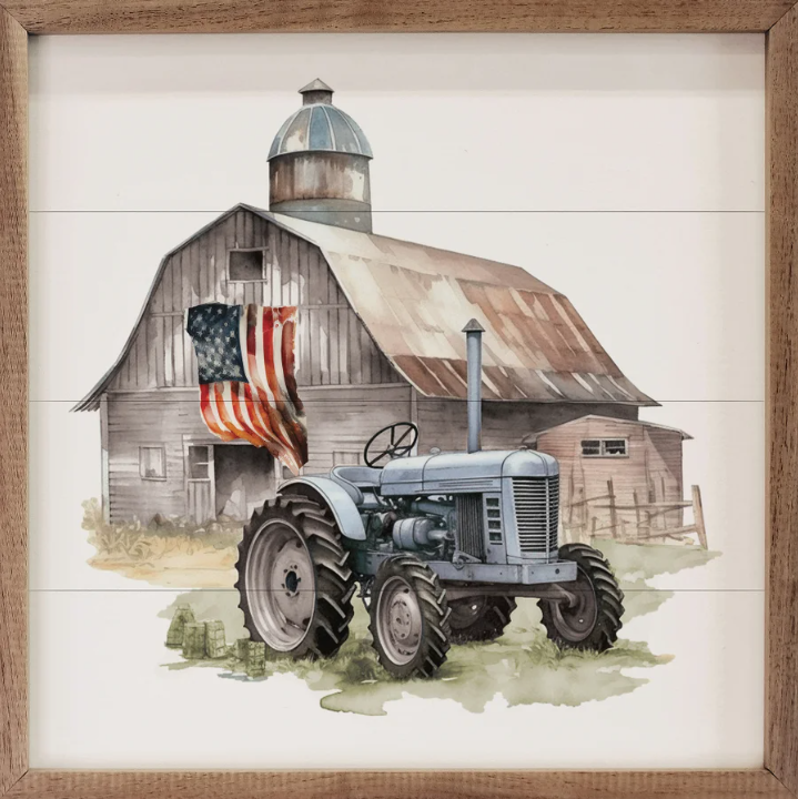 American Flag Barn Tractor image 0