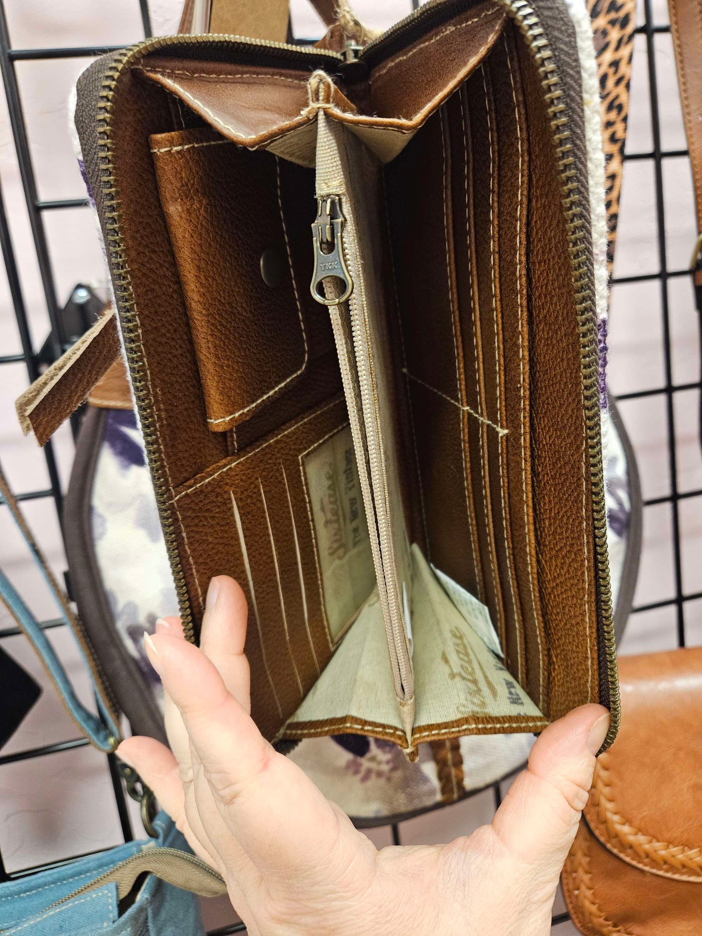 Floral Up-cycled Canvas & Genuine Leather Wallet image 6