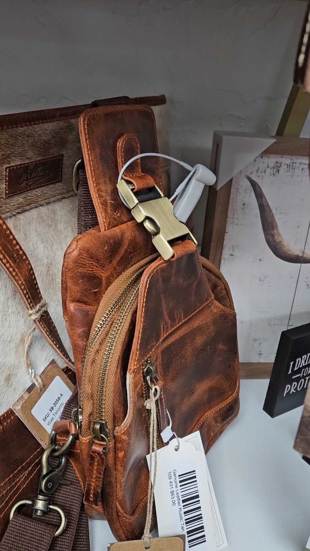 Genuine Leather Rustic Tan Sling image 1