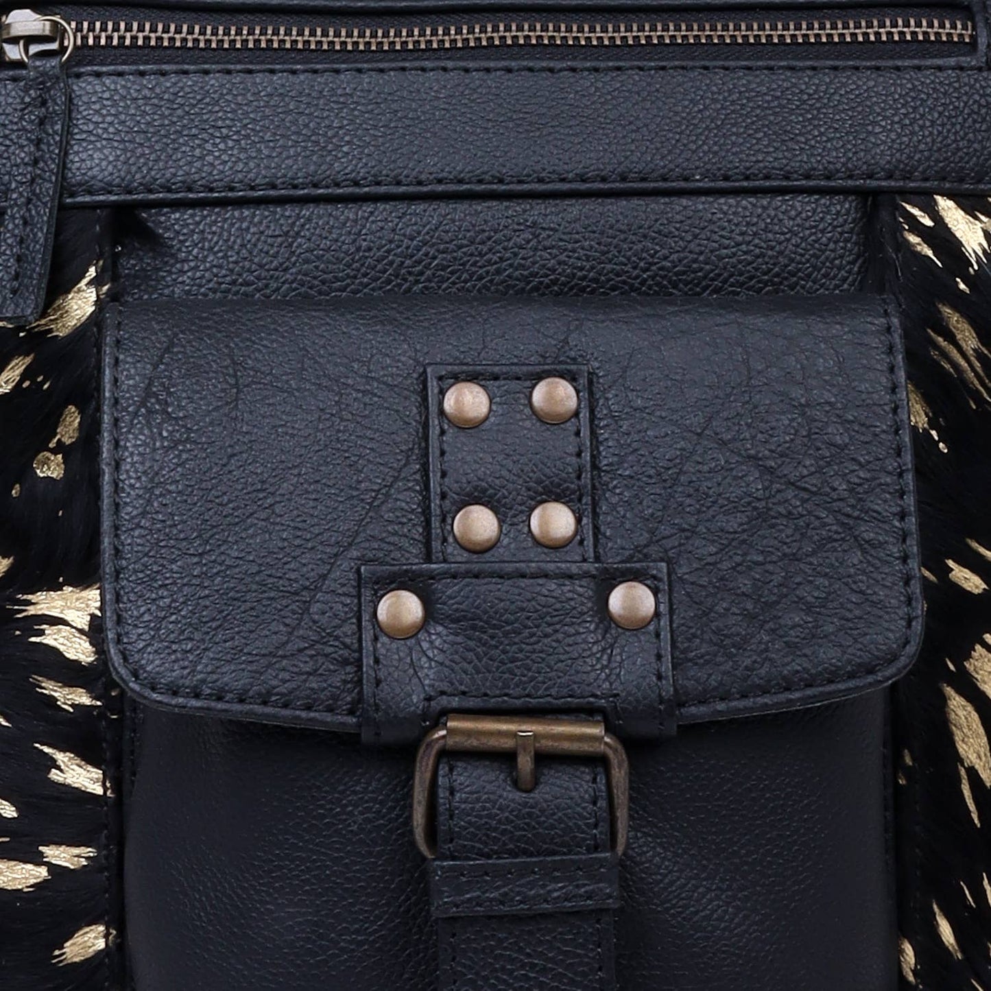 Black/Gold Leather Shoulder Bag