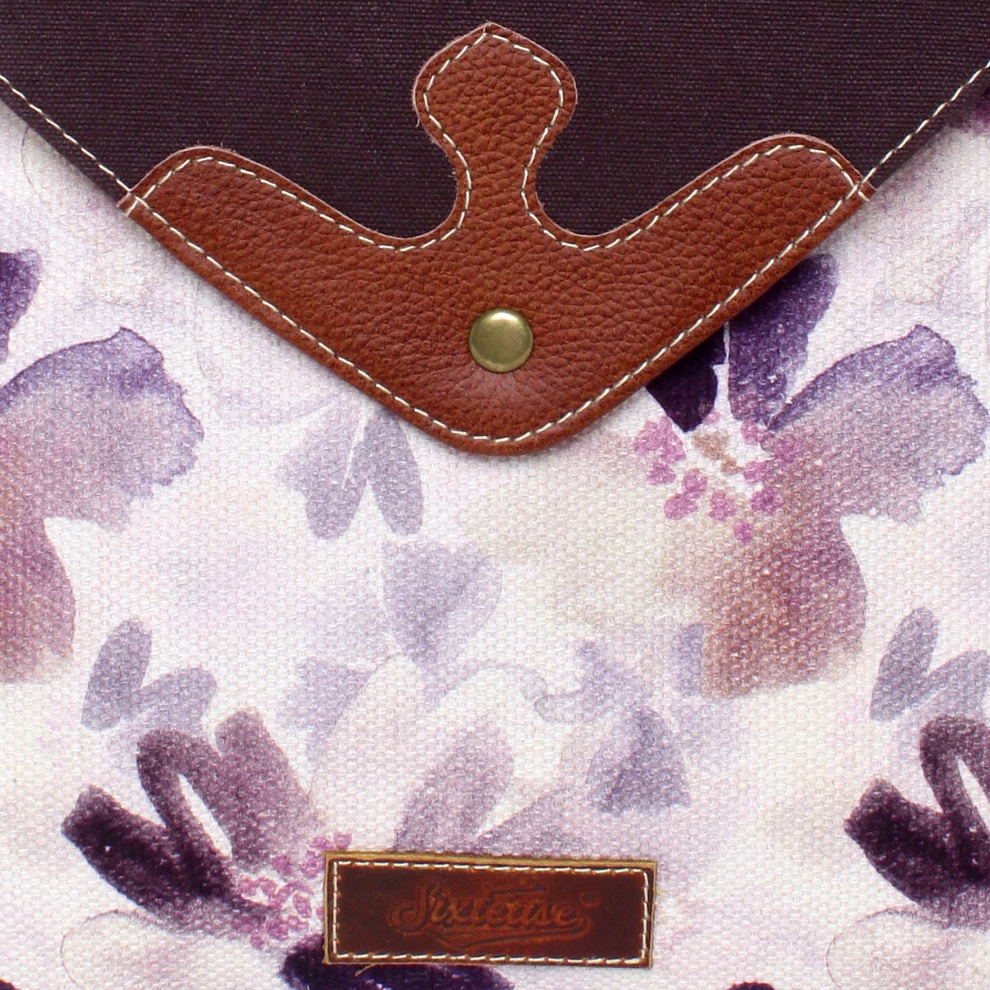 Floral Up-cycled Canvas / Genuine Leather Backpack image 4