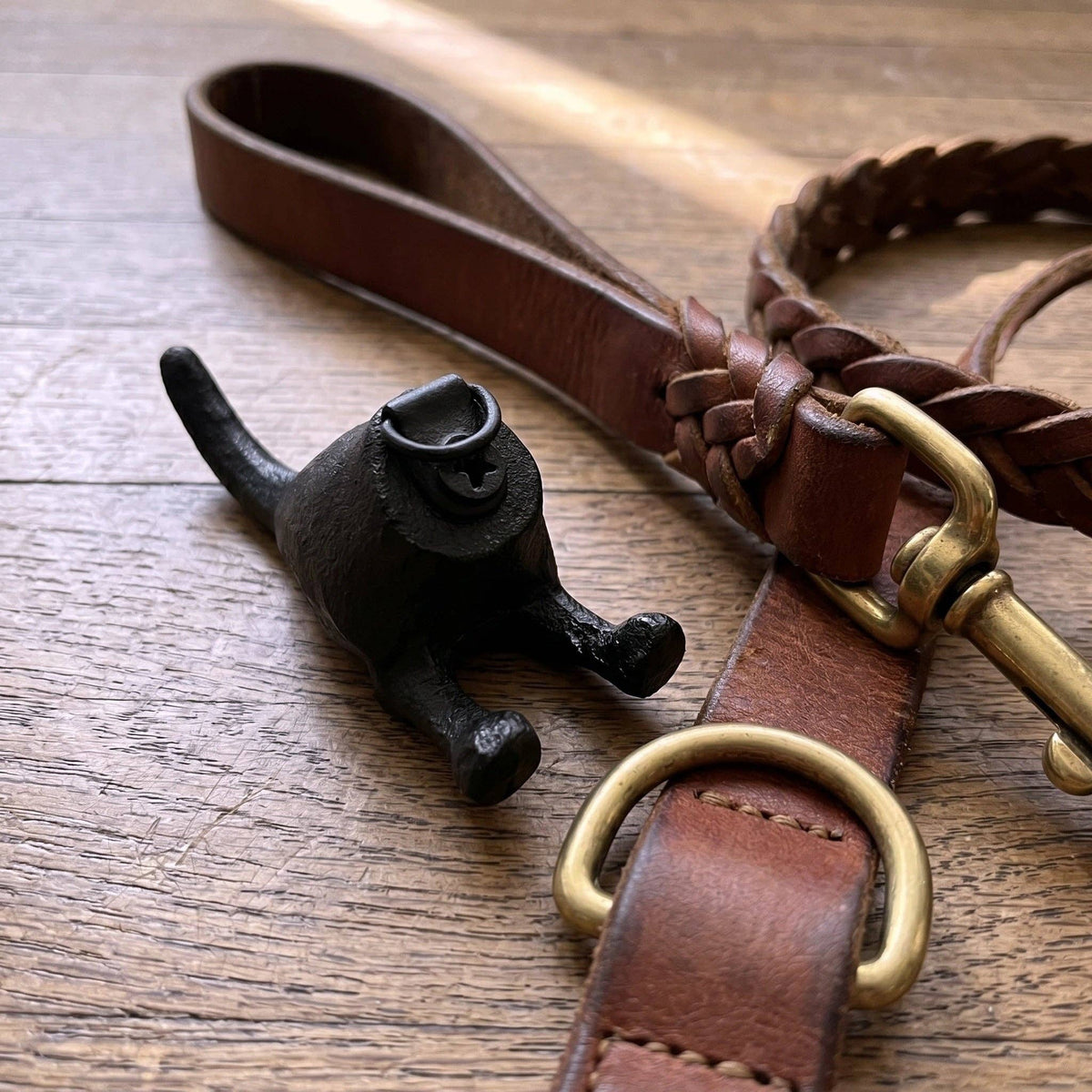 Dog Tail Wall Hook, Black Cast Iron for Leashes and Coats, 3.3"