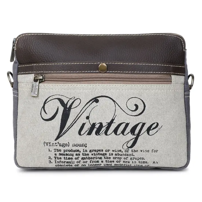 Vintage Upcycled Canvas/Leather Bag Crossbody image 2