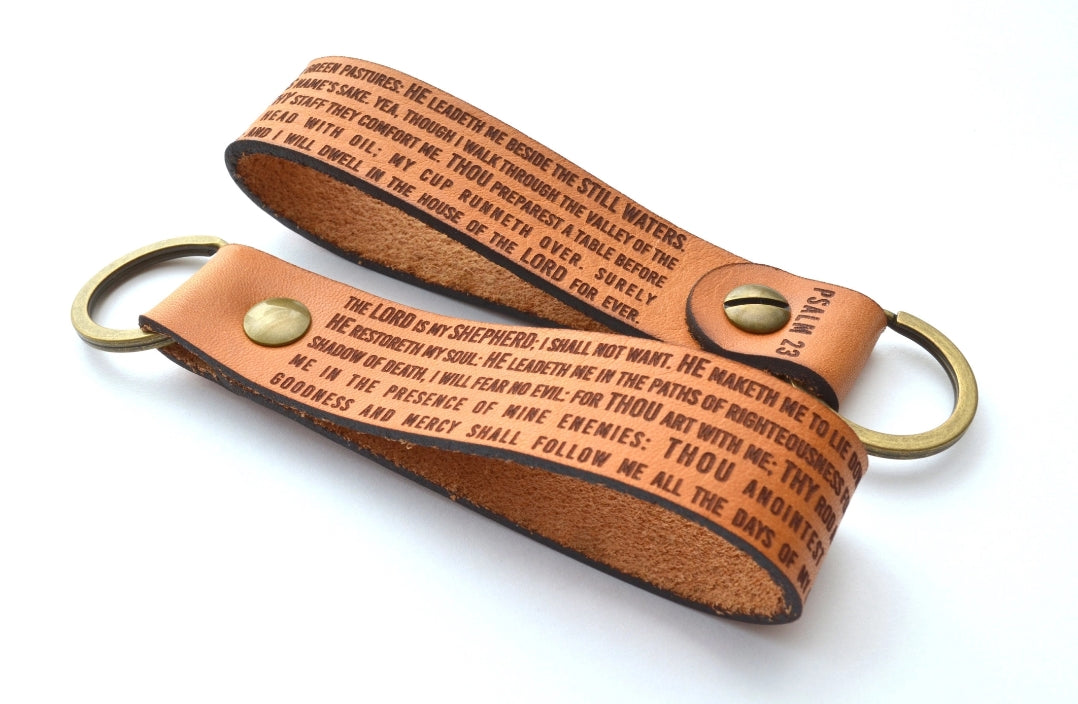Psalm 23 Leather Keychain image 1