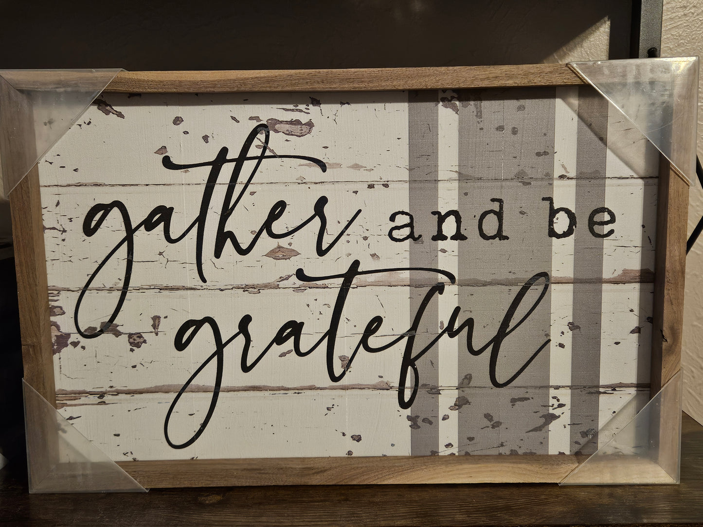 Gather and Be Grateful Stripe Whitewash image 1