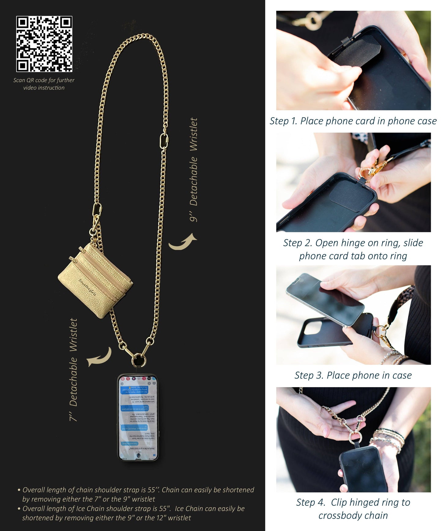 Clip & Go Chain w/Zippered Pouch: Silver