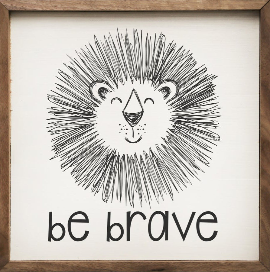 Be Brave Lion Sketch White image 1