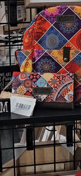 Mandala 2 Up-cycled Canvas / Genuine Leather Wallet image 1