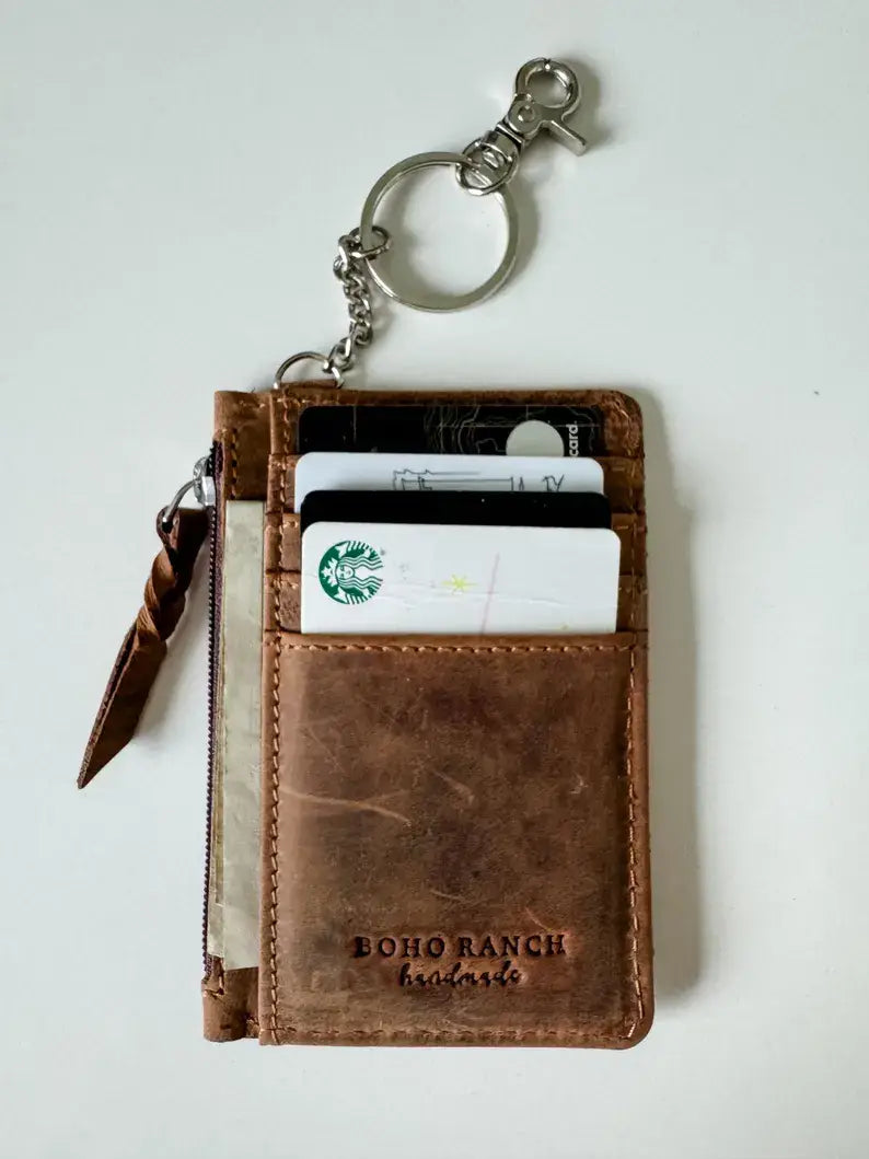 LEATHER KEYCHAIN WALLET Genuine waxed leather
