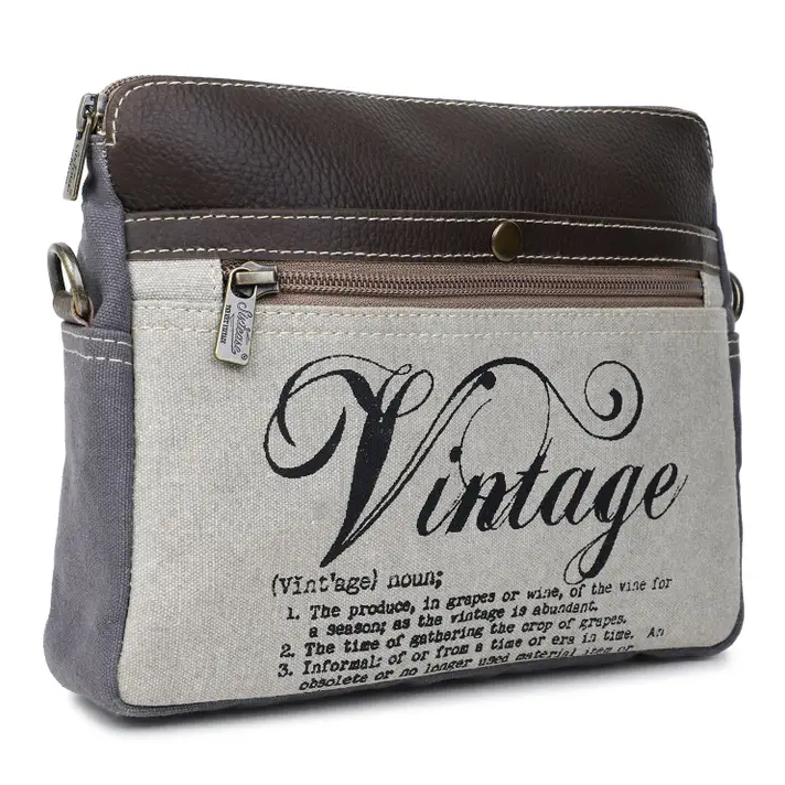 Vintage Upcycled Canvas/Leather Bag Crossbody image 5