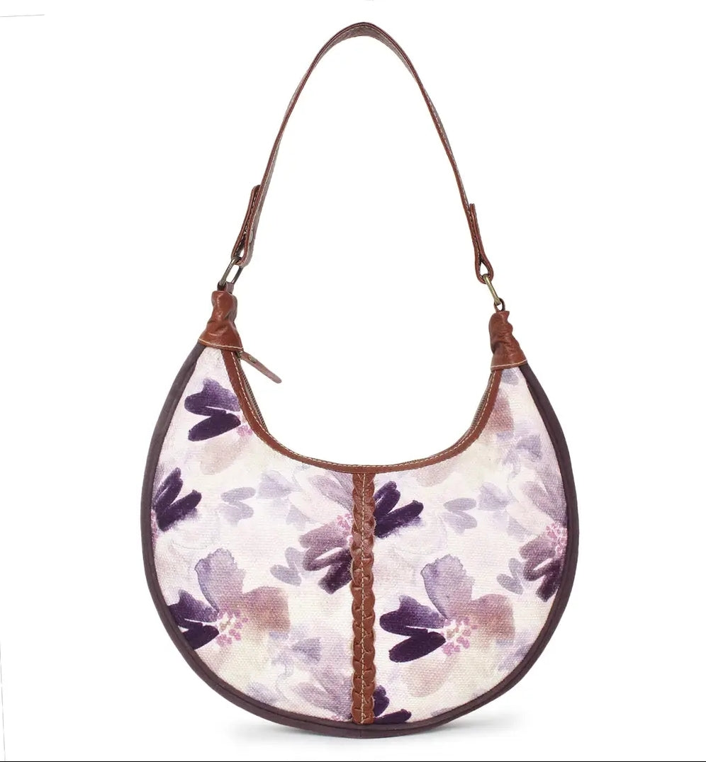 Floral Up-cycled Canvas & Genuine Leather Purse image 2