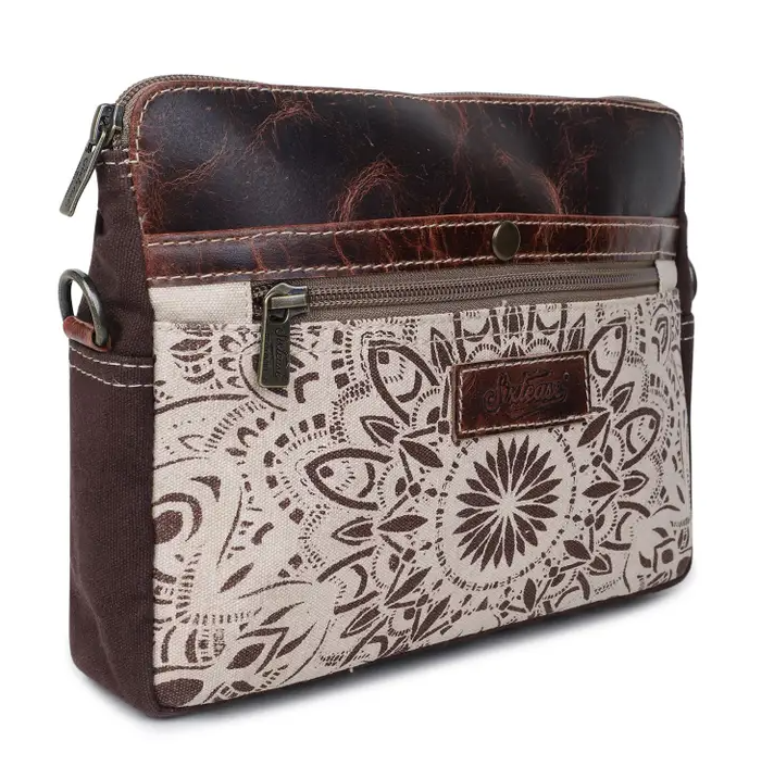Upcycled Canvas/Leather Bag Crossbody image 3
