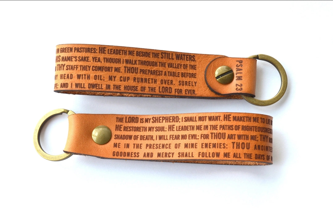 Psalm 23 Leather Keychain image 3