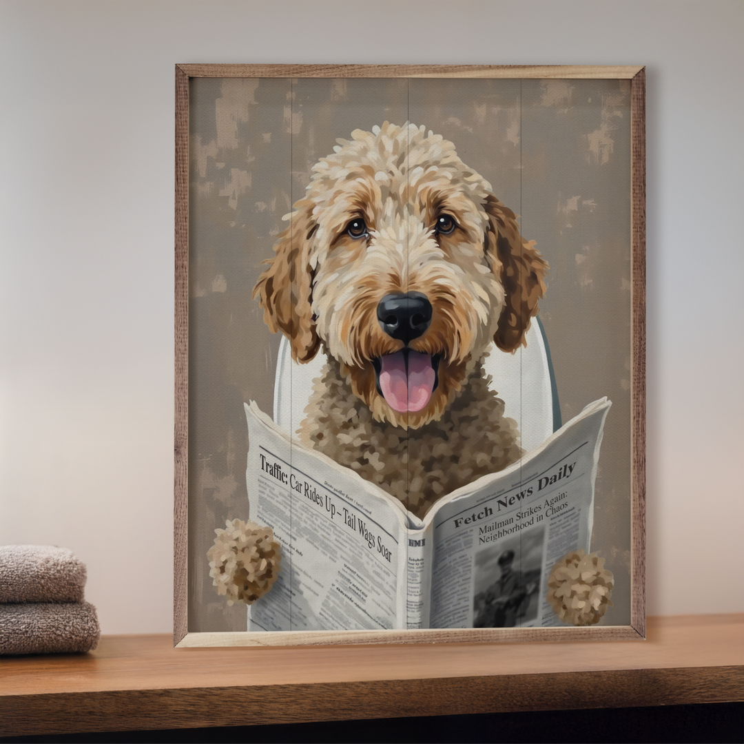 Bathroom Dog Reading The Paper image 2