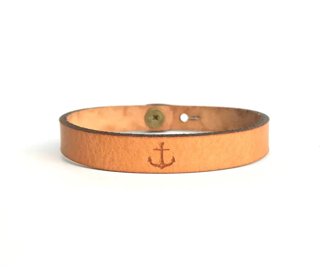 Anchor Thin Leather Bracelet image 0