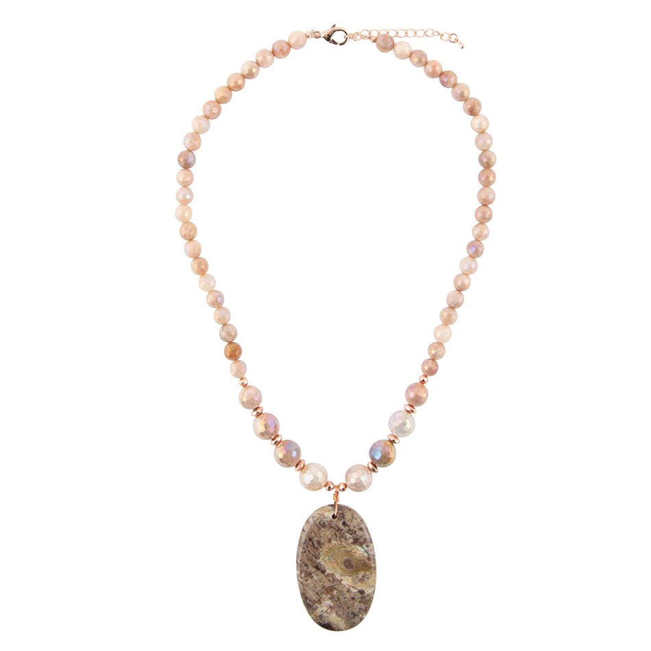 Jasper Slab in Pink Necklace