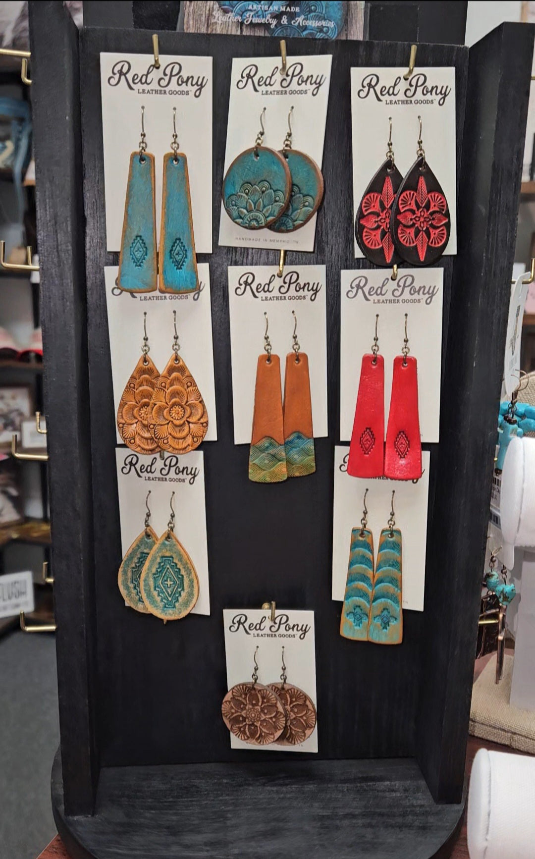 Hand Tooled Mandala Leather Earrings