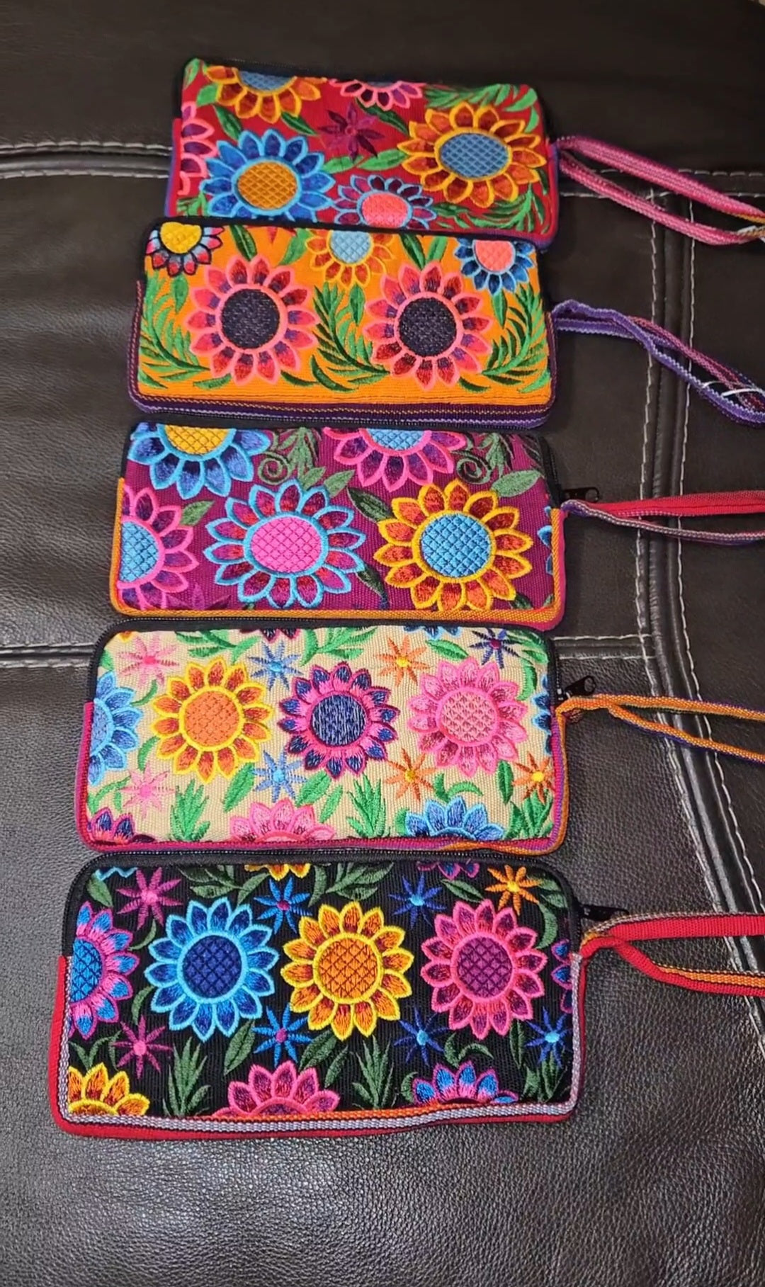Large Embroidered Coin Purse Wristlet