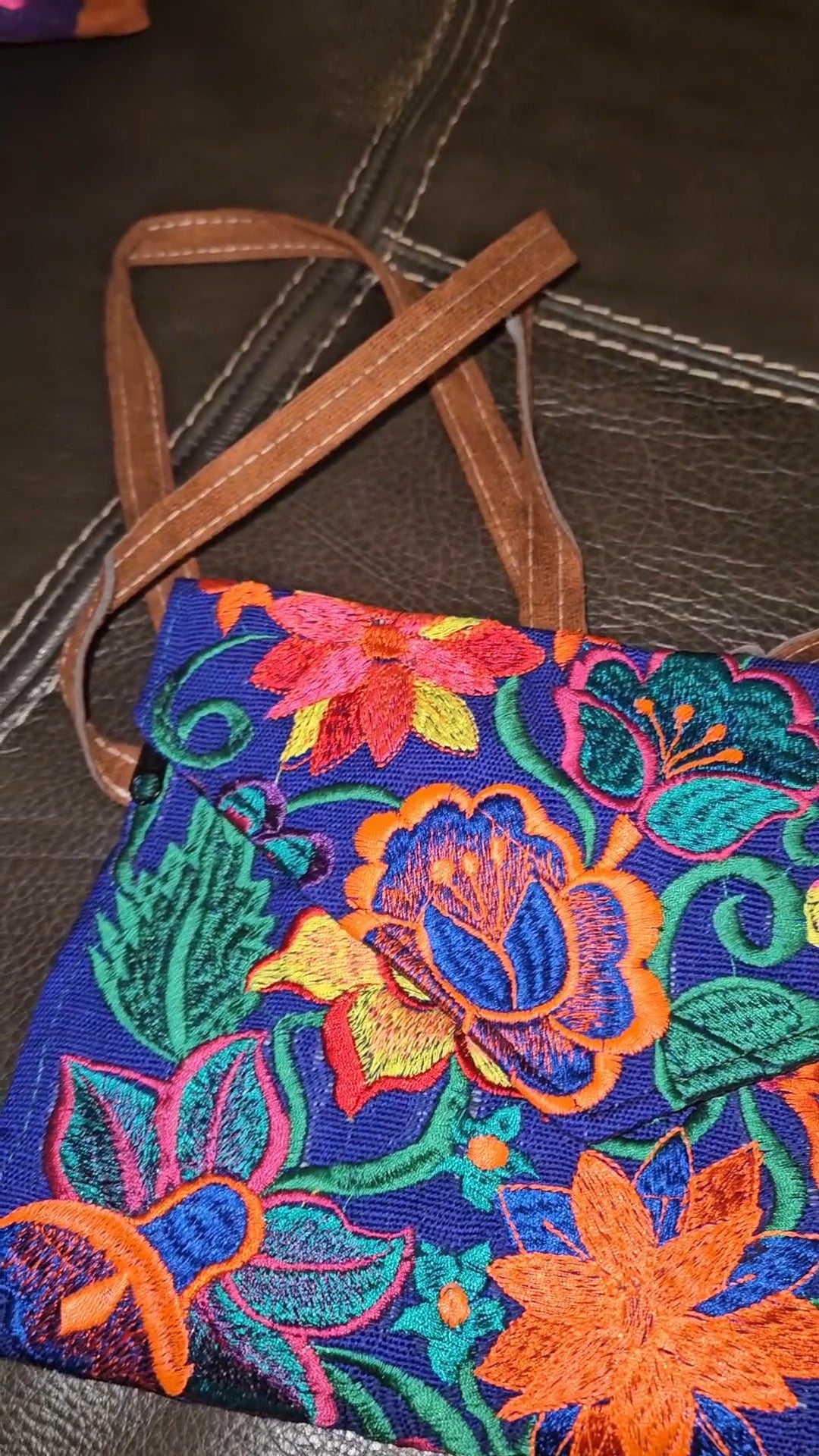 Embroidered Floral Envelope Crossbody