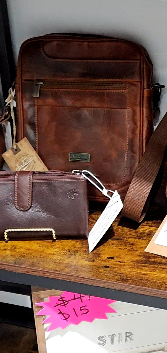 Rustic Genuine Leather Chestnut Crossbody Bag