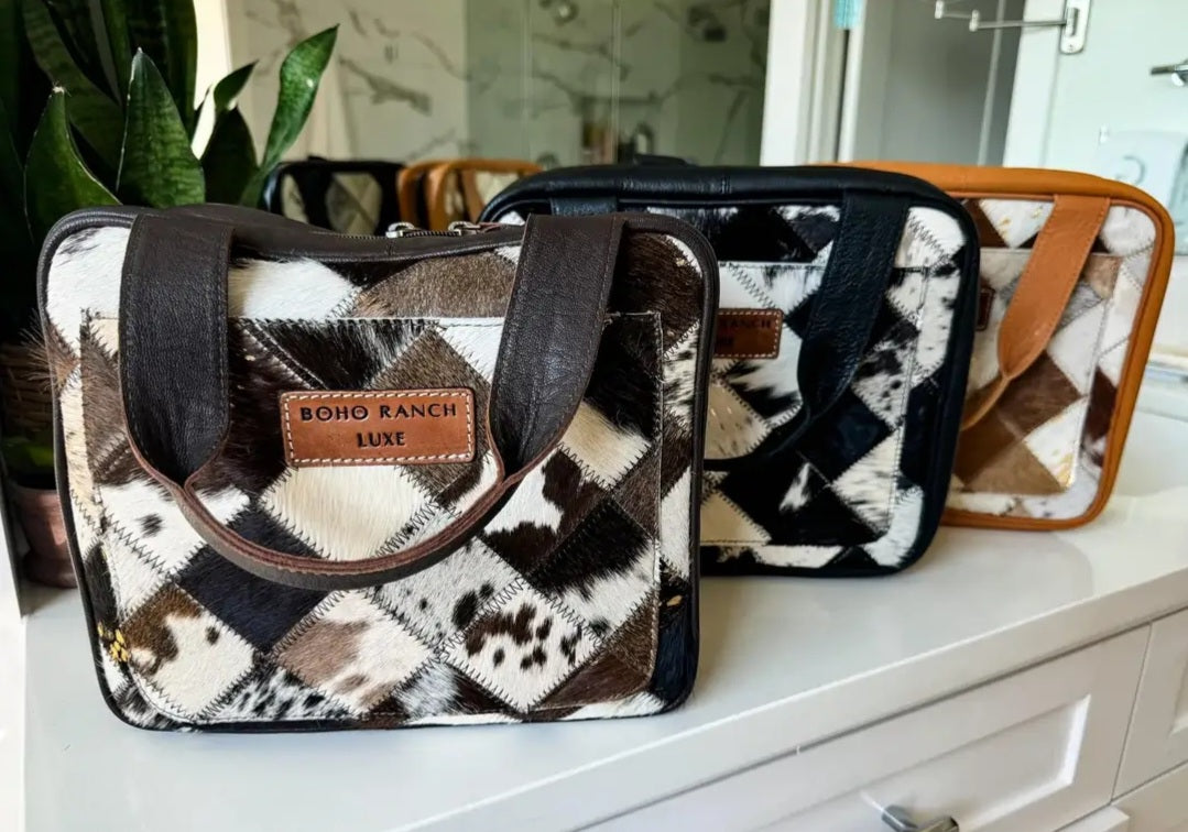 Boho Luxe Travel Hanging Bag Genuine Hairon Leather