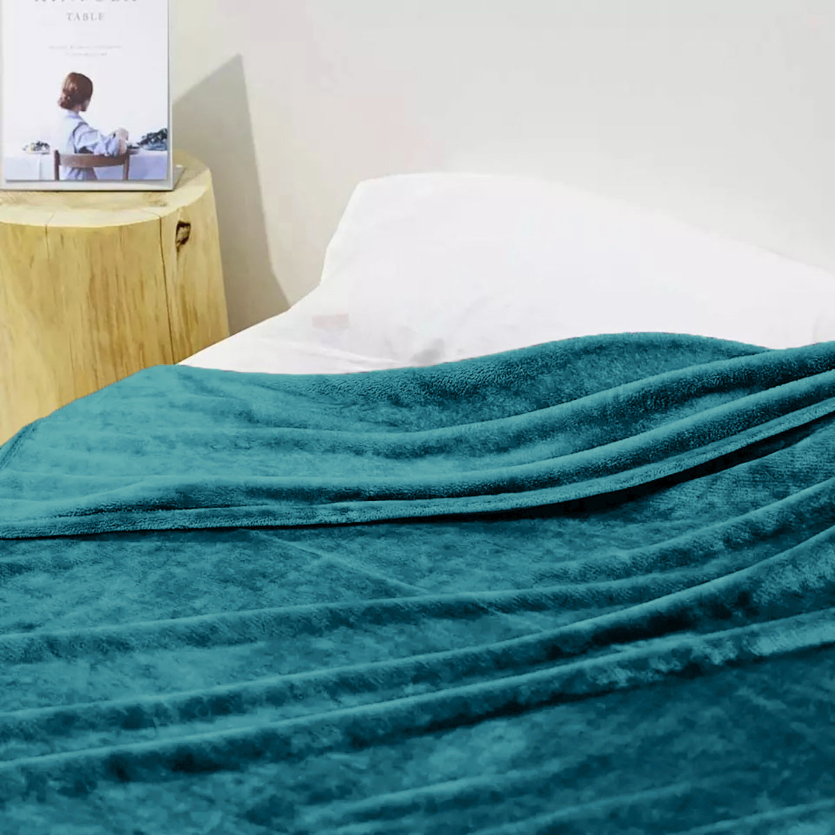 Queen Size Turquoise Extra Soft Cozy Microfiber Solid Color Throw Picnic Sofa Bed Blanket