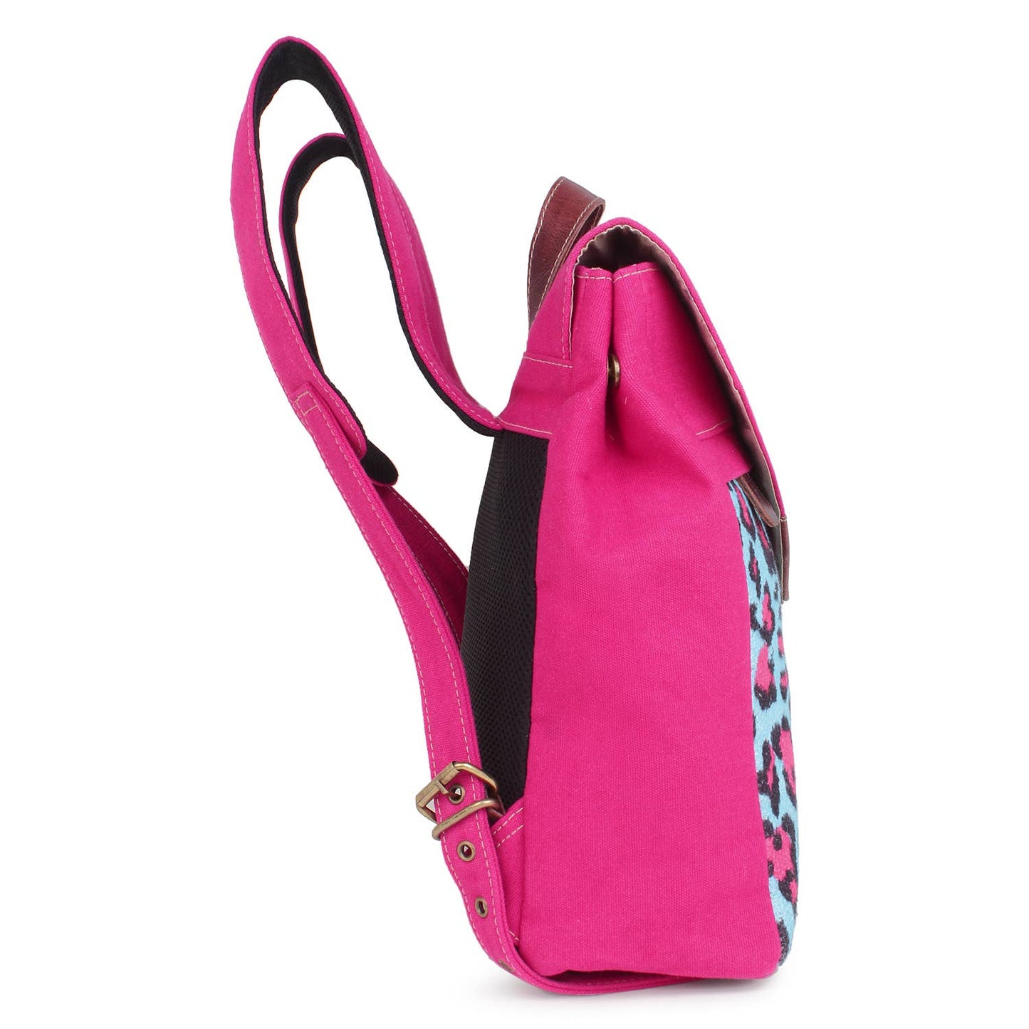 Pink Leopard Up-cycled Canvas / Genuine Leather Backpack