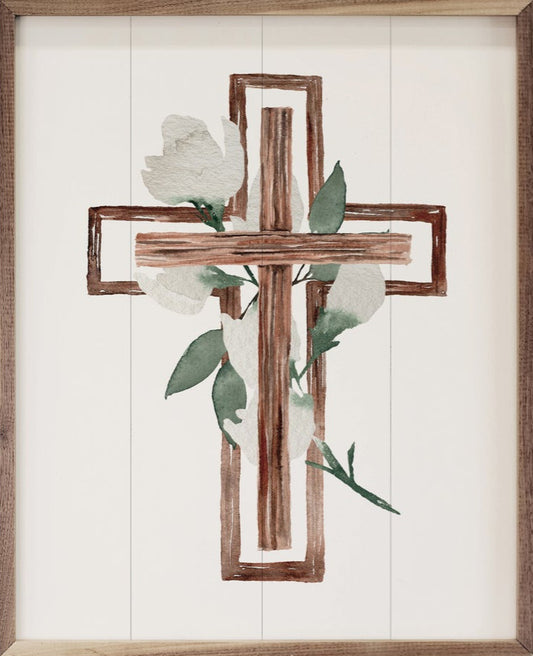 Wooden Cross Border With Roses image 0
