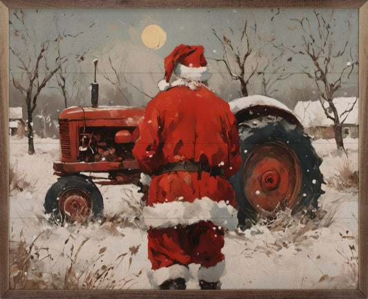 Santa with Red Tractor image 0