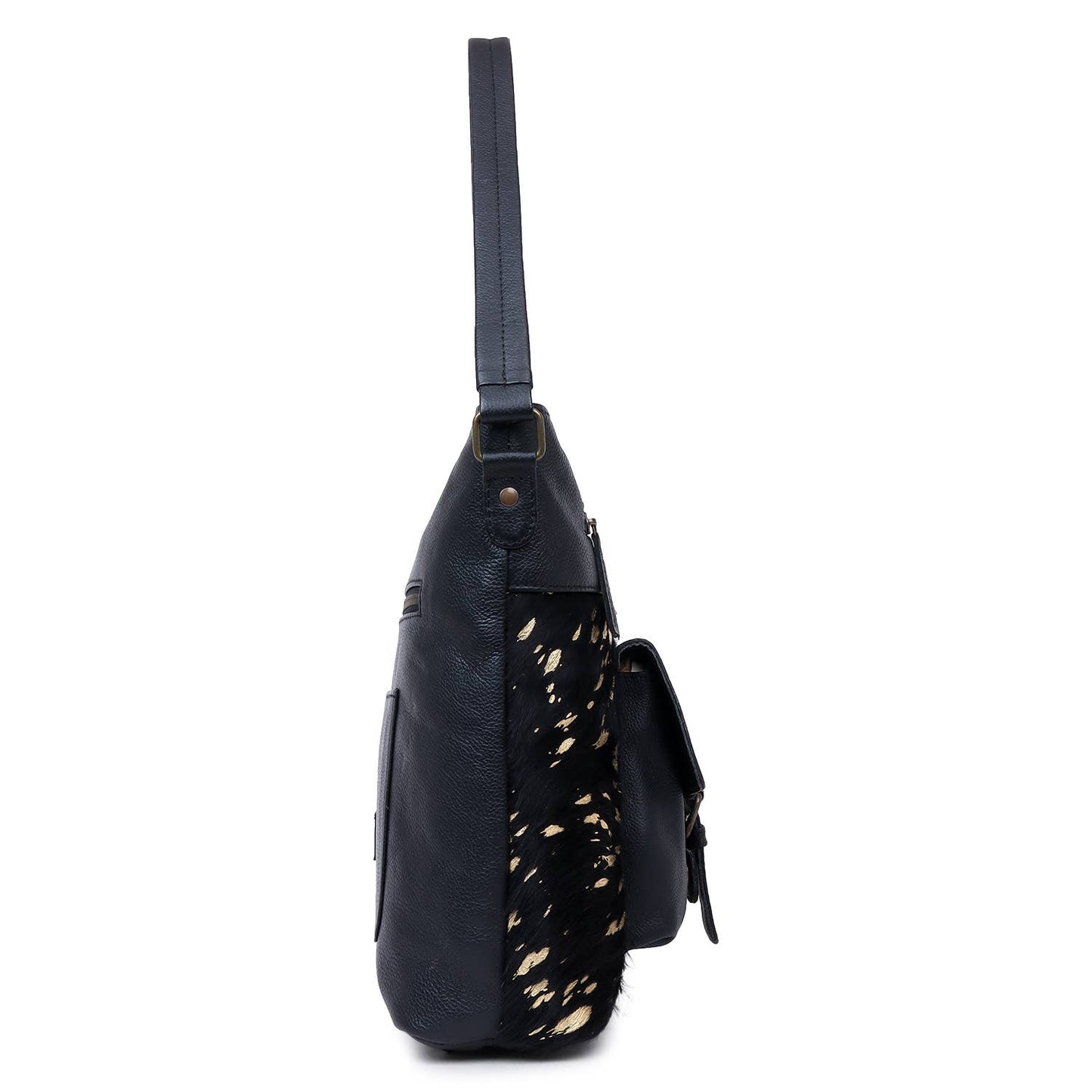Black/Gold Leather Shoulder Bag
