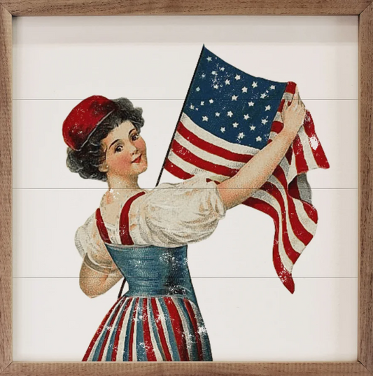 Independence Girl With Flag image 0