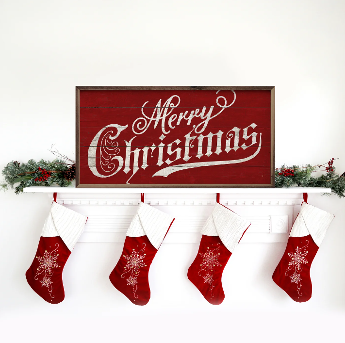 Vintage Merry Christmas Red image 1