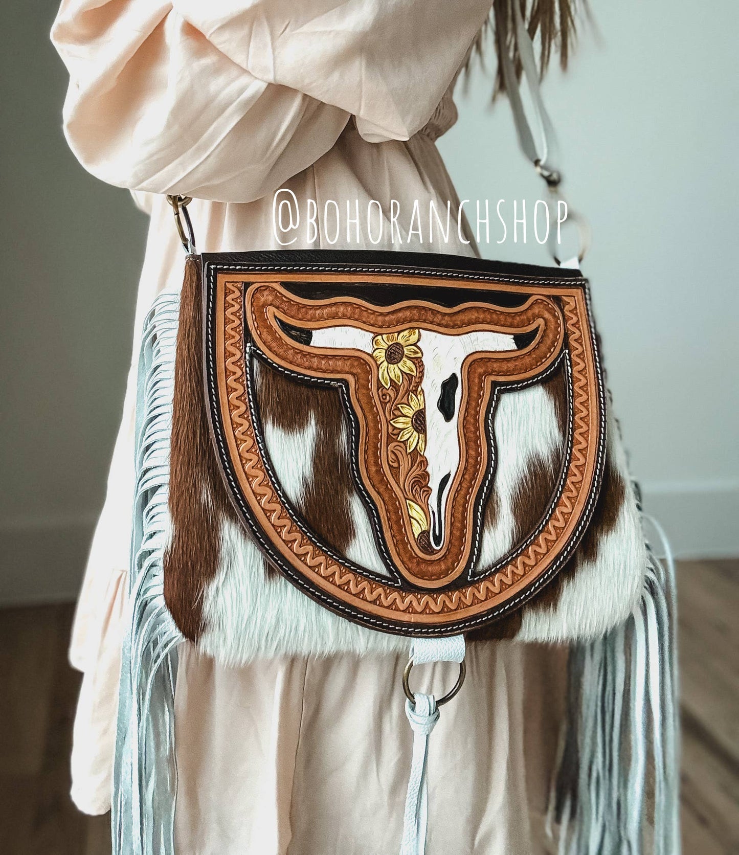 THE CAROLINE CROSSBODY Longhorn Cowhide Purse
