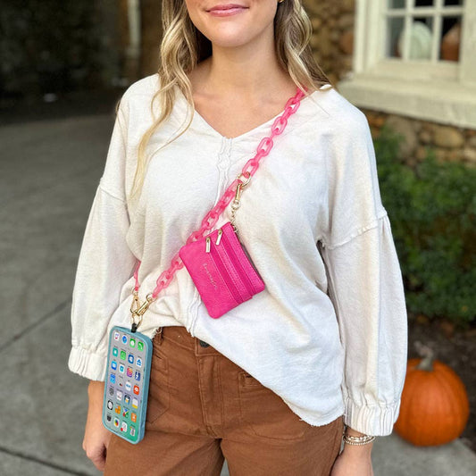 Clip & Go Ice Chain with Pouch: Hot Pink Chain with Hot Pink Pouch